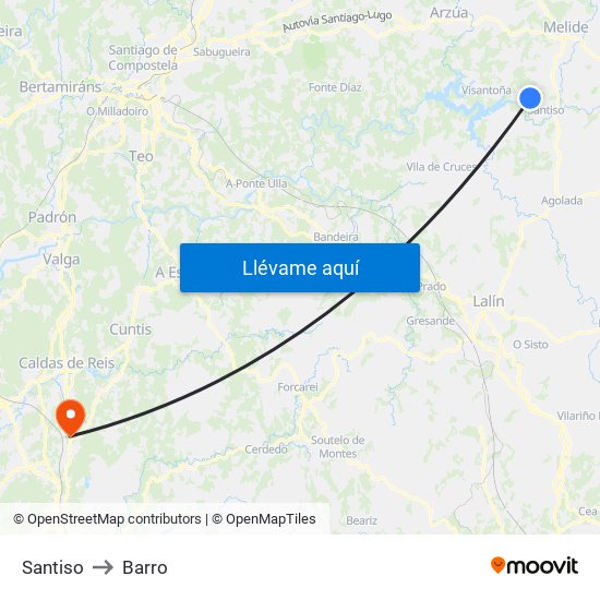 Santiso to Barro map