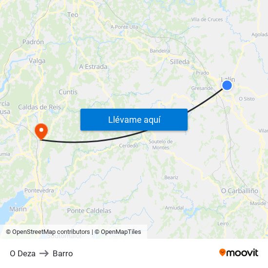 O Deza to Barro map