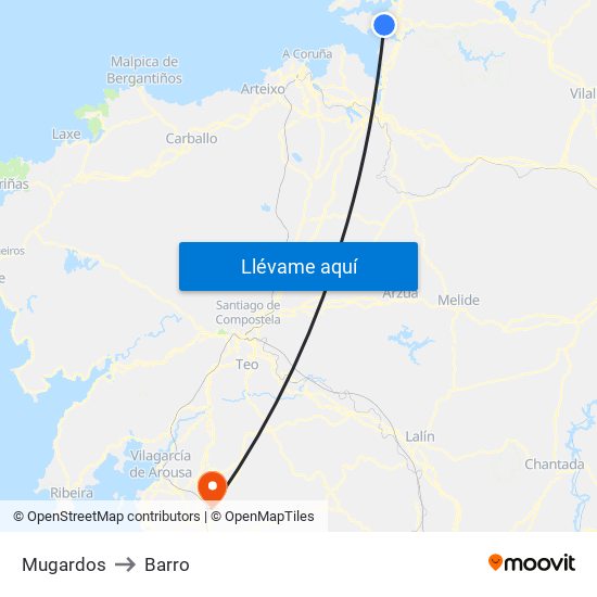 Mugardos to Barro map