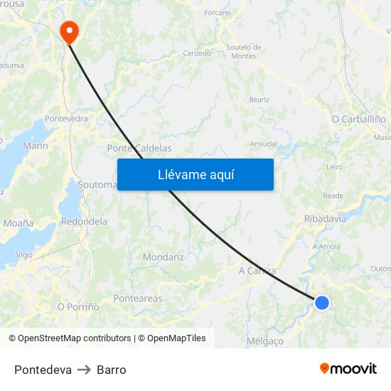 Pontedeva to Barro map