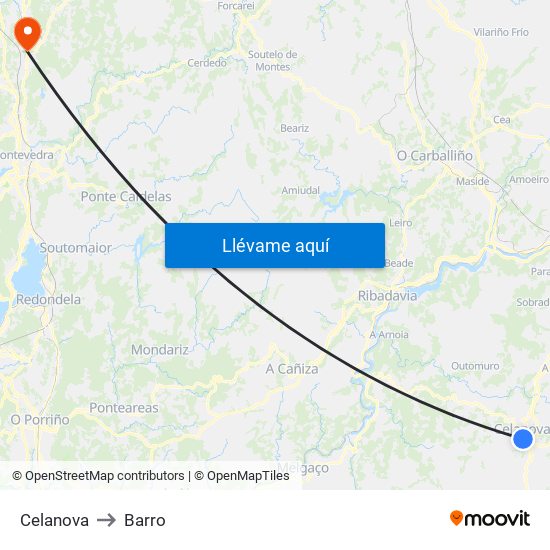 Celanova to Barro map