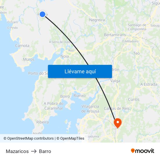 Mazaricos to Barro map