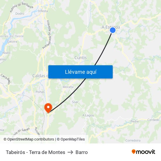 Tabeirós - Terra de Montes to Barro map