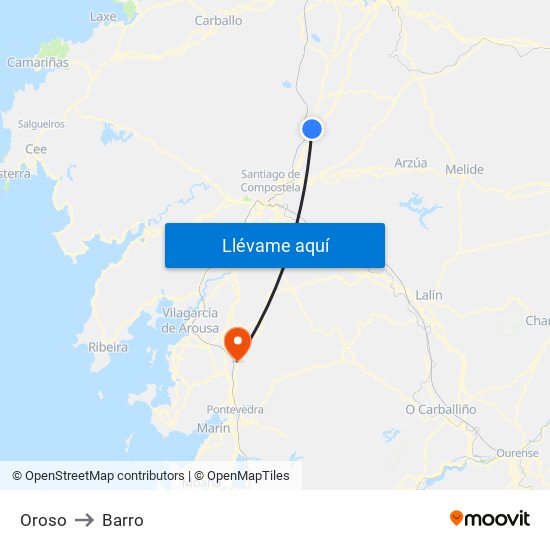 Oroso to Barro map
