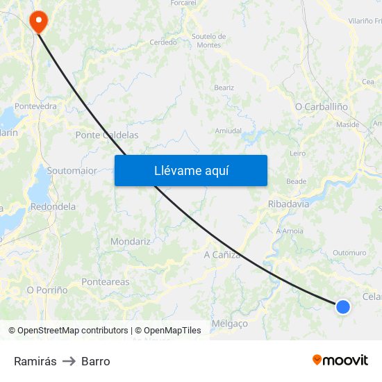 Ramirás to Barro map