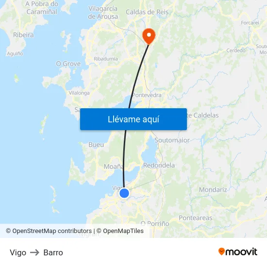 Vigo to Barro map