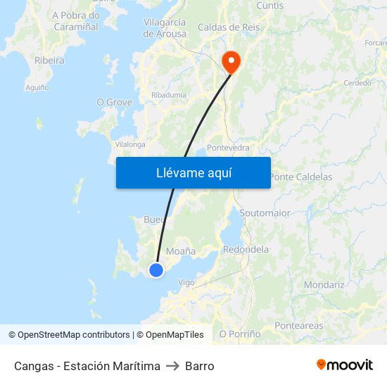 Cangas - Estación Marítima to Barro map