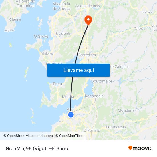 Gran Vía, 98 (Vigo) to Barro map