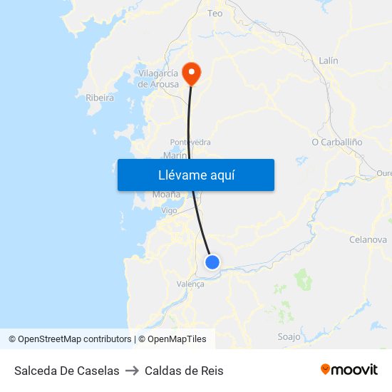 Salceda De Caselas to Caldas de Reis map