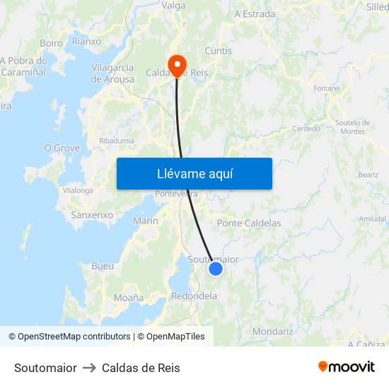 Soutomaior to Caldas de Reis map