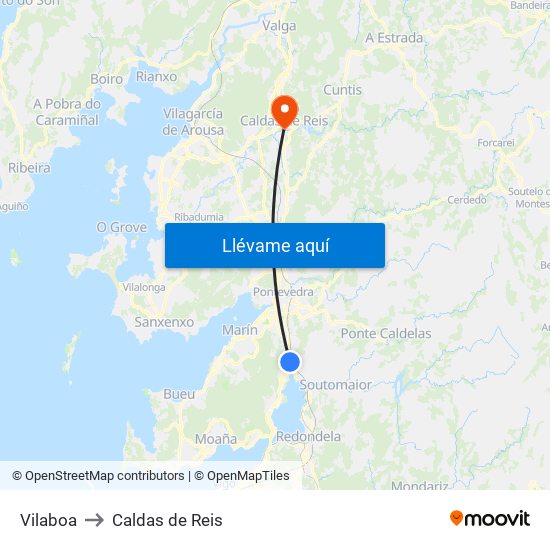 Vilaboa to Caldas de Reis map