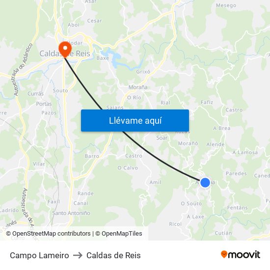 Campo Lameiro to Caldas de Reis map