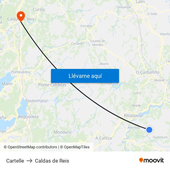 Cartelle to Caldas de Reis map