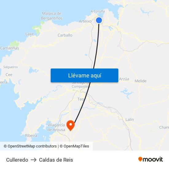 Culleredo to Caldas de Reis map