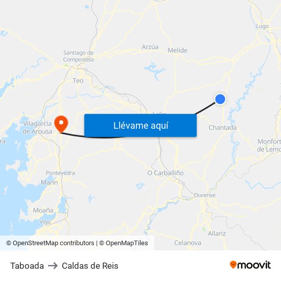 Taboada to Caldas de Reis map