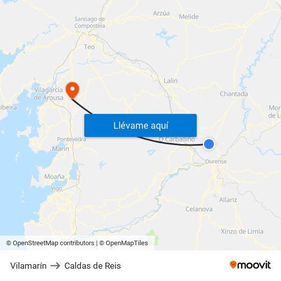 Vilamarín to Caldas de Reis map