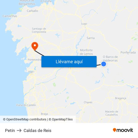 Petín to Caldas de Reis map