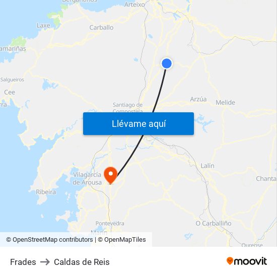 Frades to Caldas de Reis map
