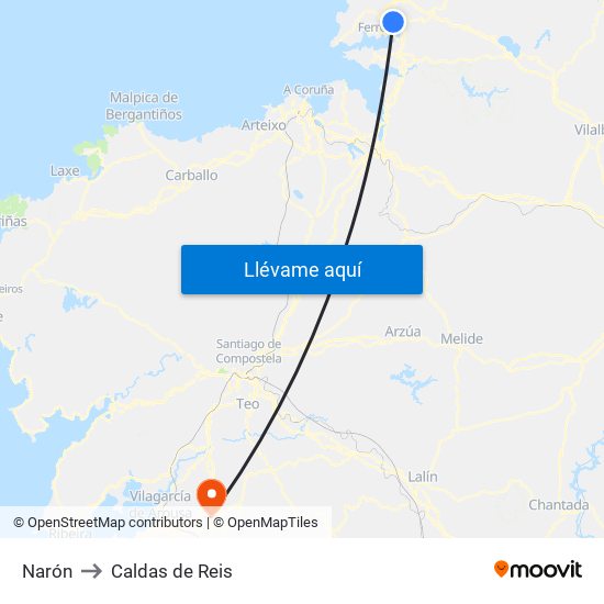 Narón to Caldas de Reis map