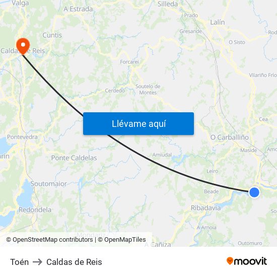 Toén to Caldas de Reis map