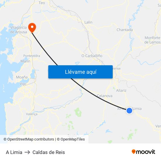 A Limia to Caldas de Reis map
