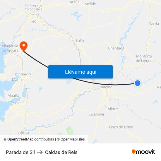 Parada de Sil to Caldas de Reis map