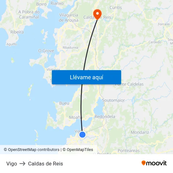 Vigo to Caldas de Reis map