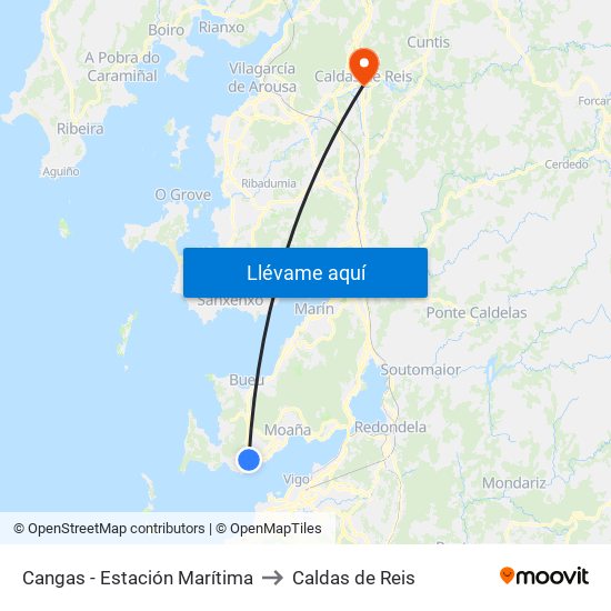 Cangas - Estación Marítima to Caldas de Reis map