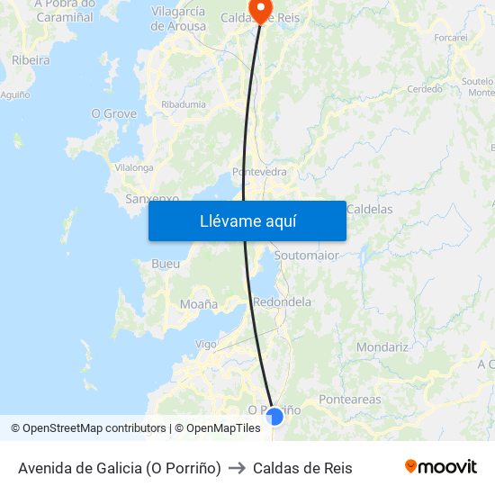 Ponte Galo (Avda.De Galicia) to Caldas de Reis map