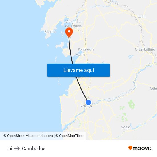Tui to Cambados map
