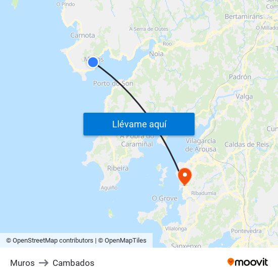 Muros to Cambados map