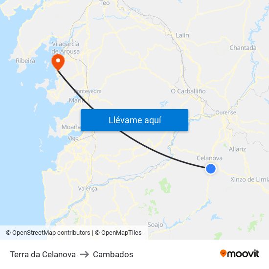Terra da Celanova to Cambados map