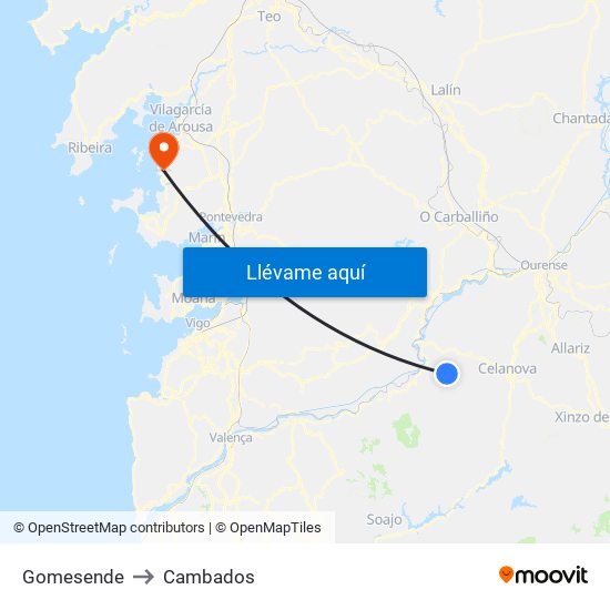 Gomesende to Cambados map