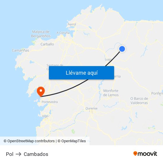 Pol to Cambados map