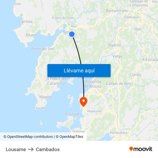 Lousame to Cambados map