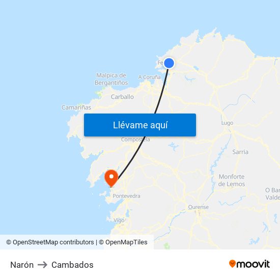 Narón to Cambados map