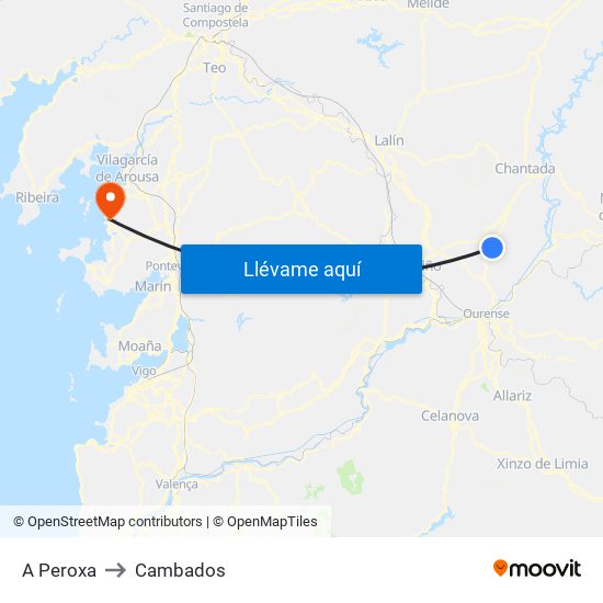 A Peroxa to Cambados map