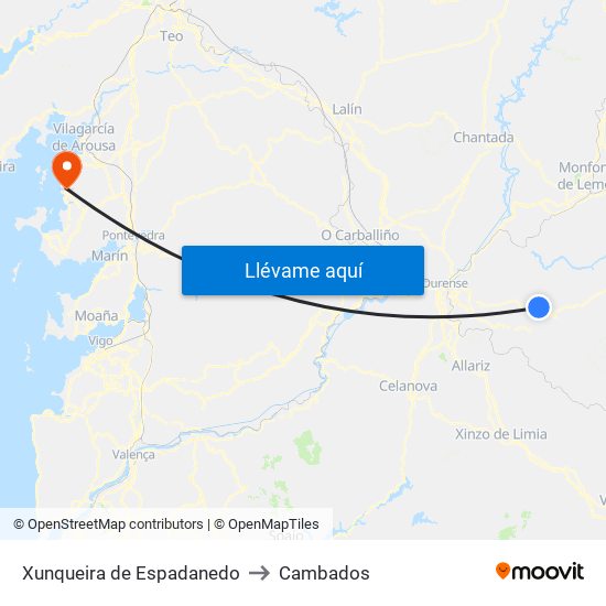 Xunqueira de Espadanedo to Cambados map