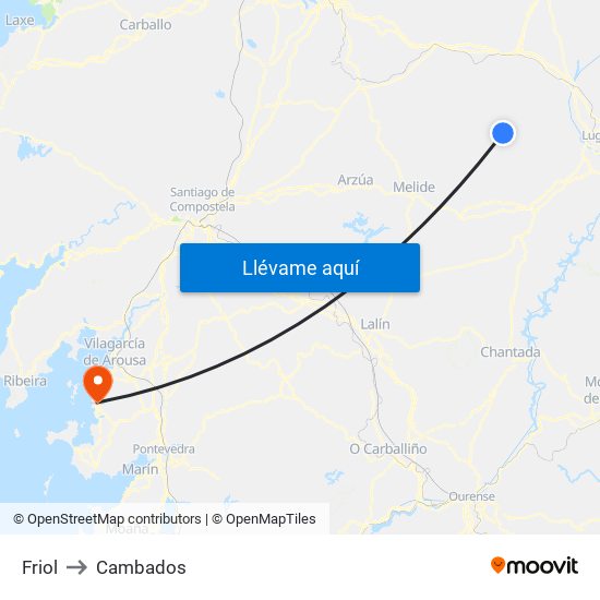 Friol to Cambados map