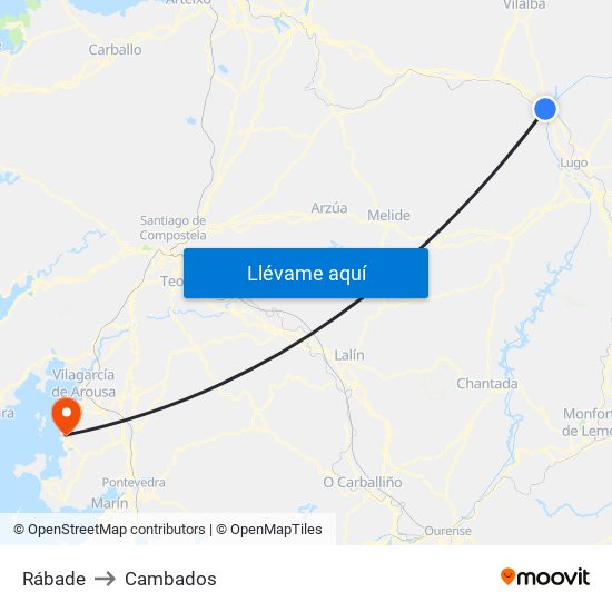 Rábade to Cambados map