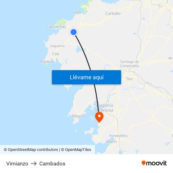 Vimianzo to Cambados map