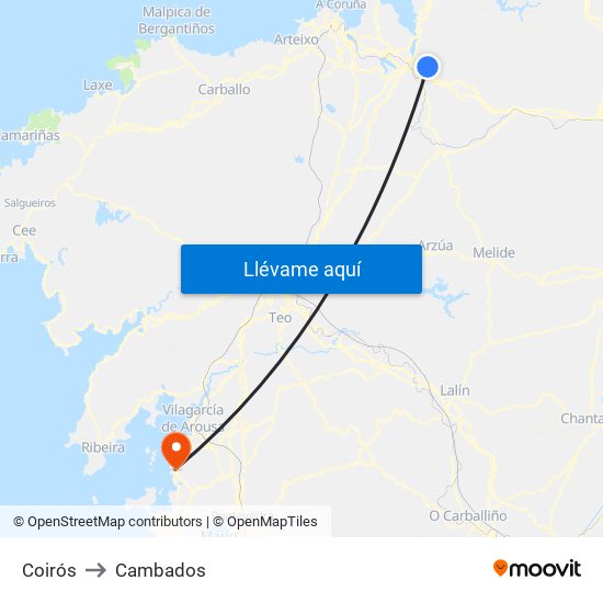 Coirós to Cambados map
