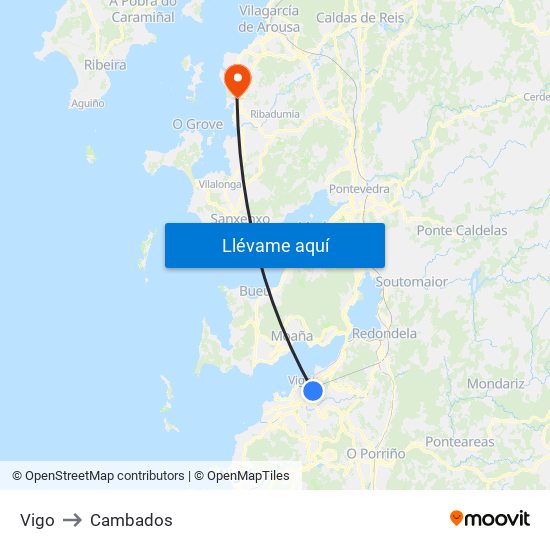 Vigo to Cambados map