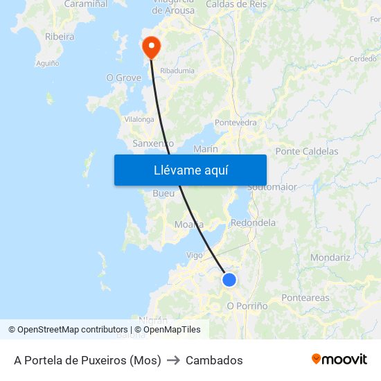 A Portela de Puxeiros (Mos) to Cambados map