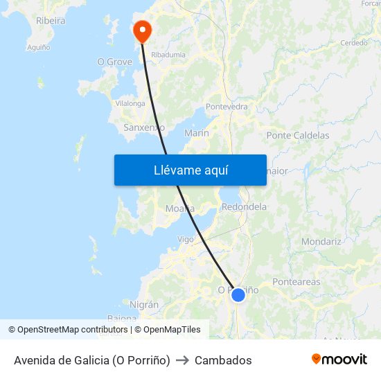 Avenida de Galicia (O Porriño) to Cambados map