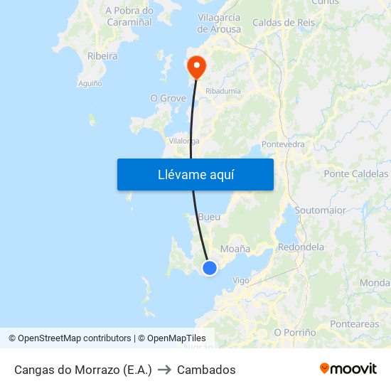 Cangas do Morrazo (E.A.) to Cambados map
