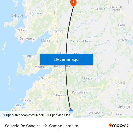 Salceda De Caselas to Campo Lameiro map