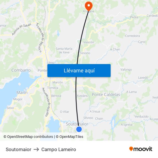 Soutomaior to Campo Lameiro map