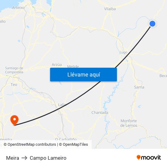 Meira to Campo Lameiro map