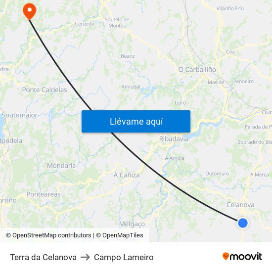 Terra da Celanova to Campo Lameiro map